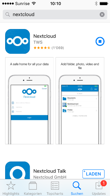 Nextcloud iOS App in Cloud Space - 01