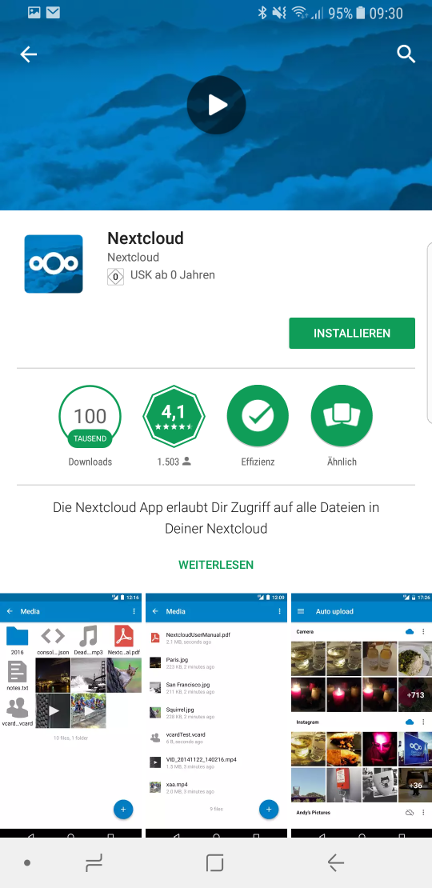 Nextcloud App für Android in Cloud Space - 01