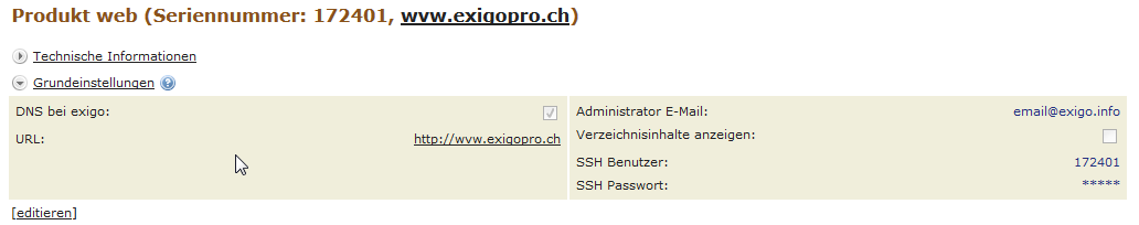 SSH Benutzer im exigate