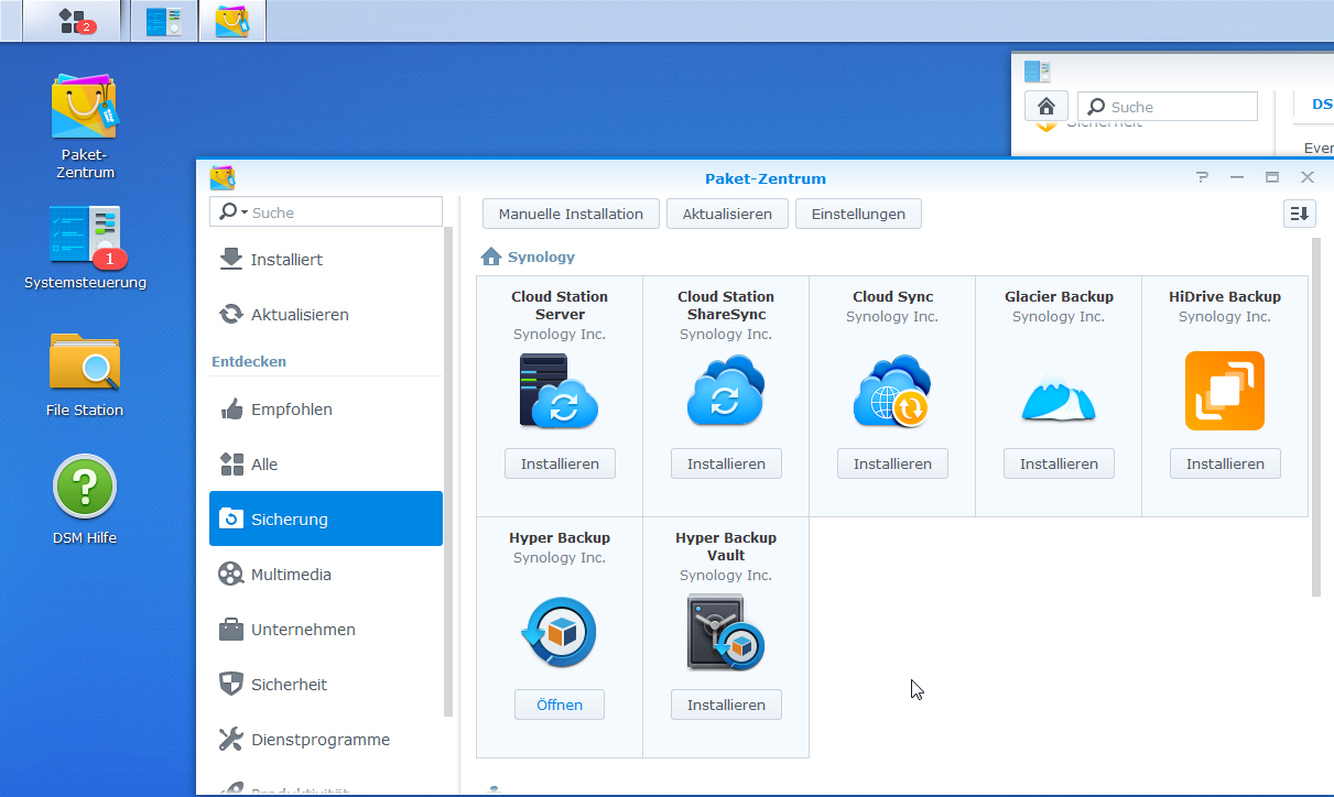 Synology NAS - Paket Hyper Backup installieren